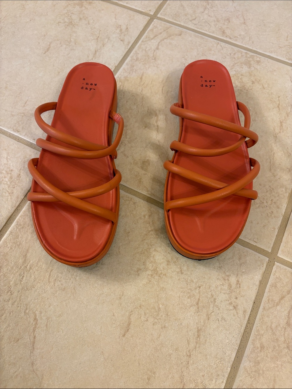 a new day Orange Strappy Slide Sandals